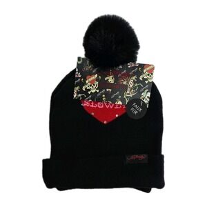 Ed Hardy 2 Pk Black Beanie Hats LOGO NWT